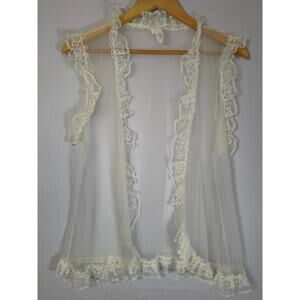 Vintage Lingerie Sheer Lace Vest M White Coquette Fairycore Cottagecore Layering